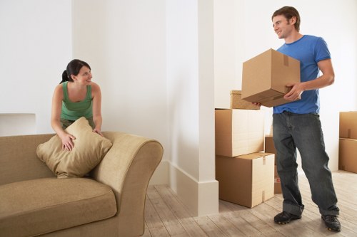 Moving boxes and household items with man and van help